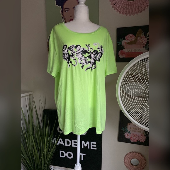 Plus size lime green angel shirt 3x - Picture 1 of 3